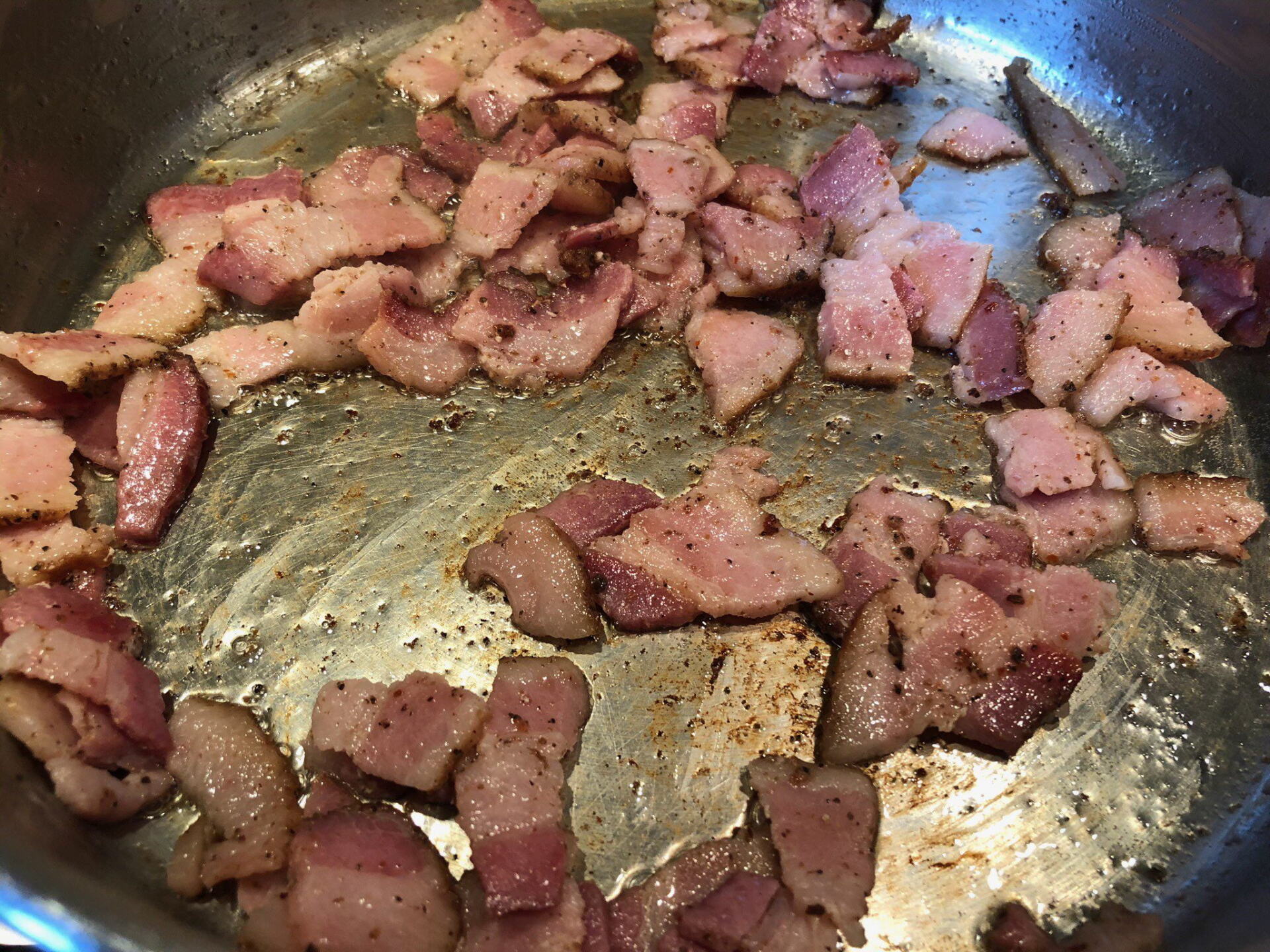 Penne Boscaiola Bacon in a pan